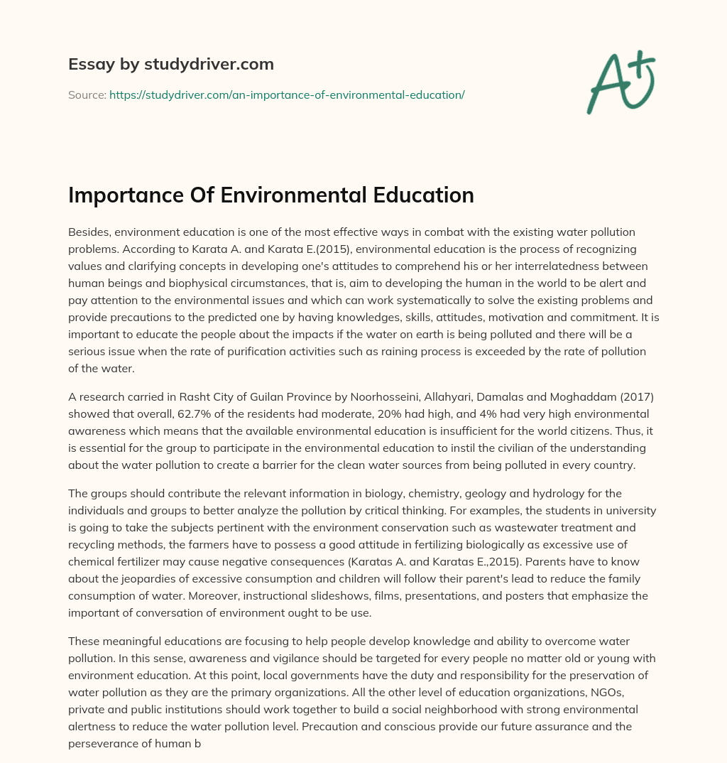 Importance of Environmental Education essay