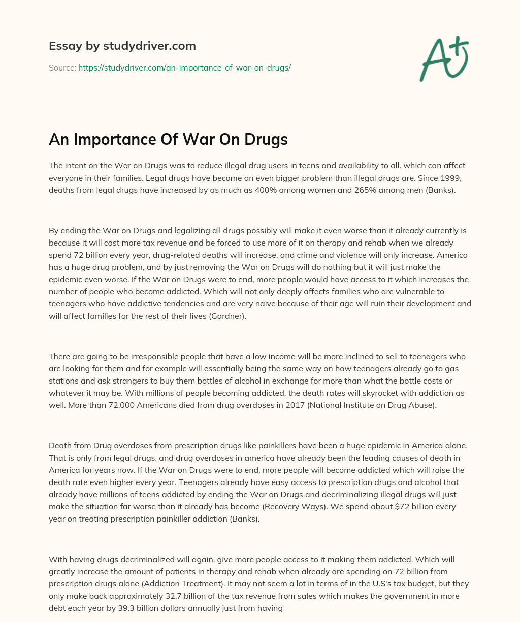 An Importance of War on Drugs essay