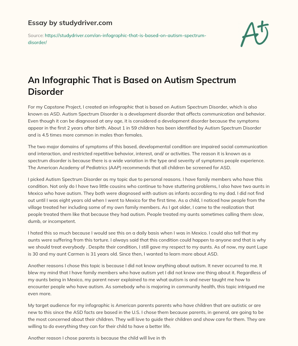 An Infographic that is Based on Autism Spectrum Disorder essay