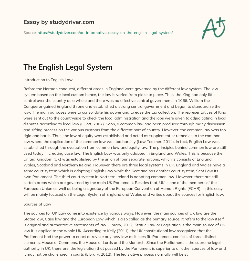 The English Legal System essay