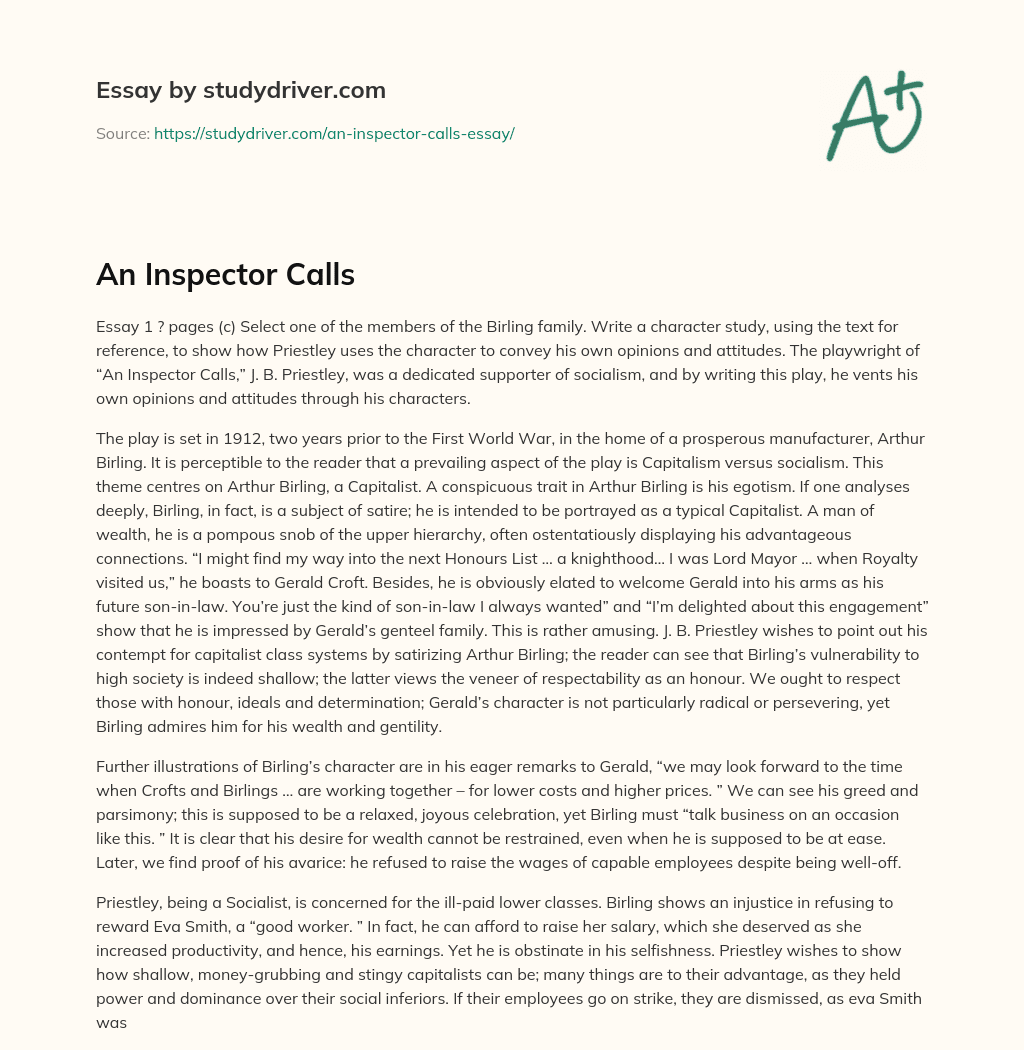 An Inspector Calls essay