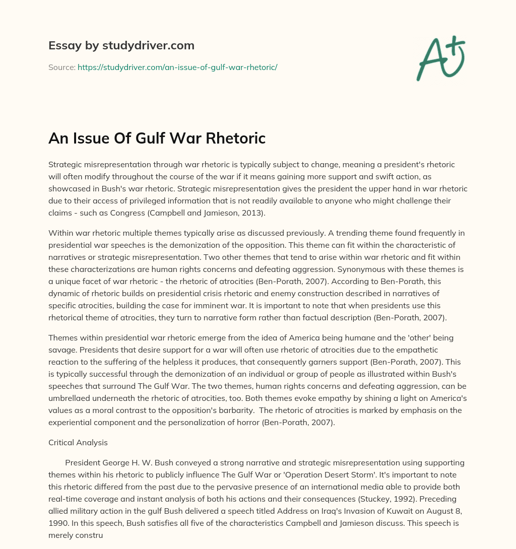 An Issue of Gulf War Rhetoric essay