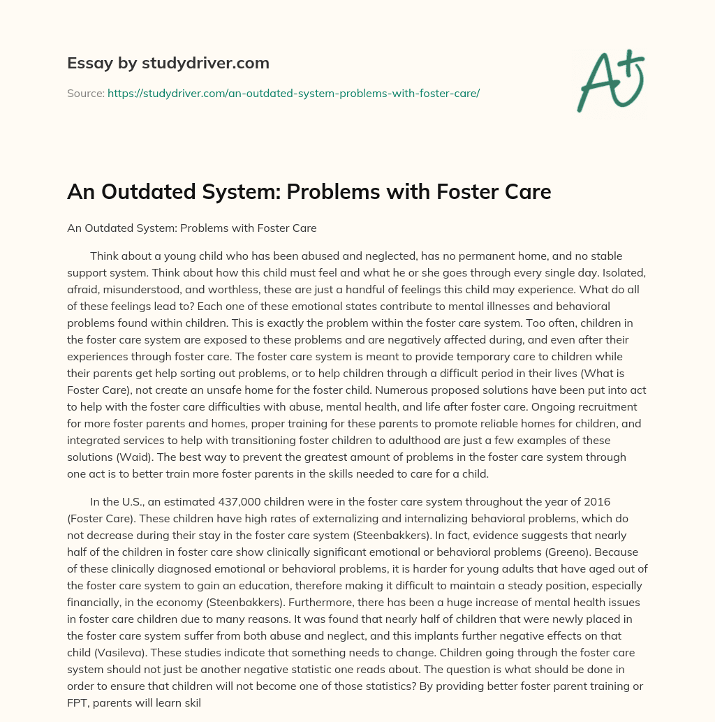 An Outdated System: Problems with Foster Care essay