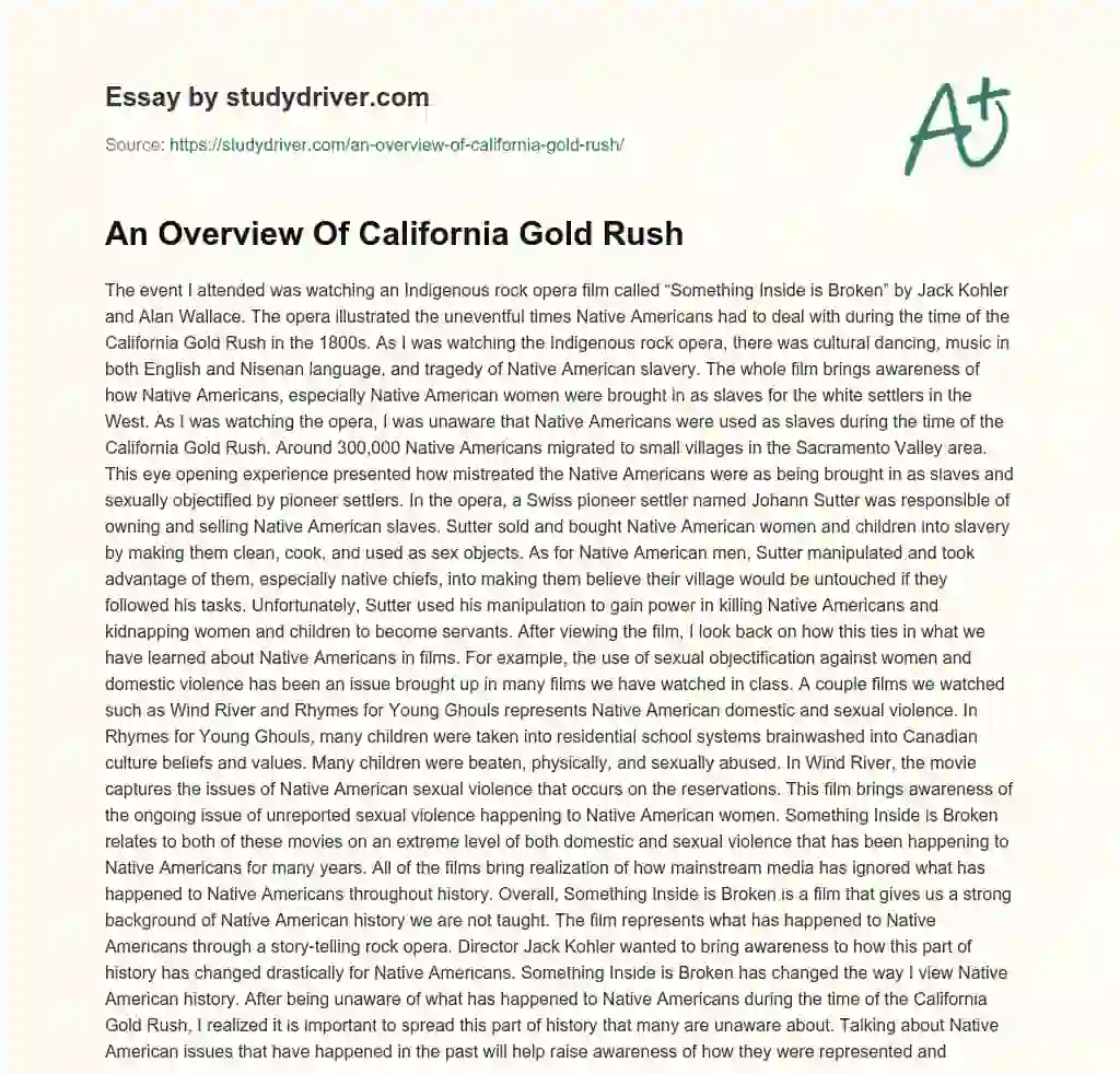 An Overview of California Gold Rush essay