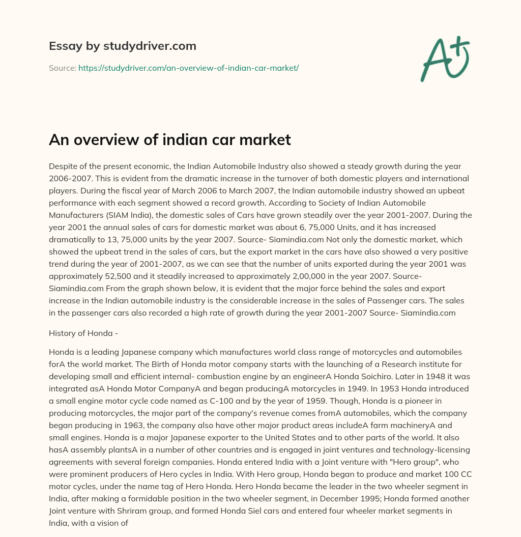 An Overview of Indian Car Market essay