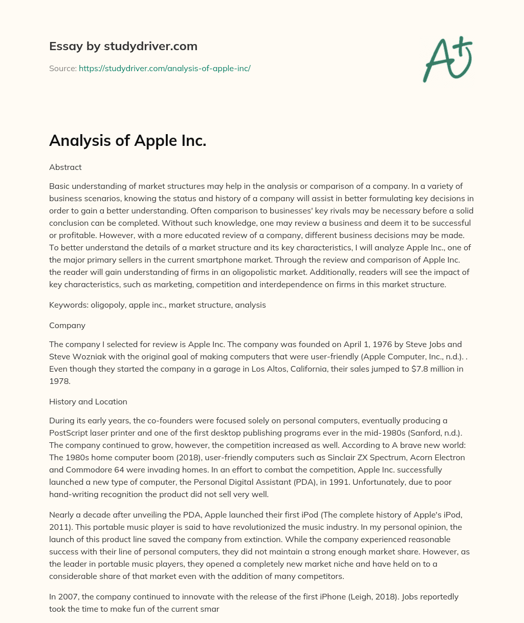 Analysis of Apple Inc. essay