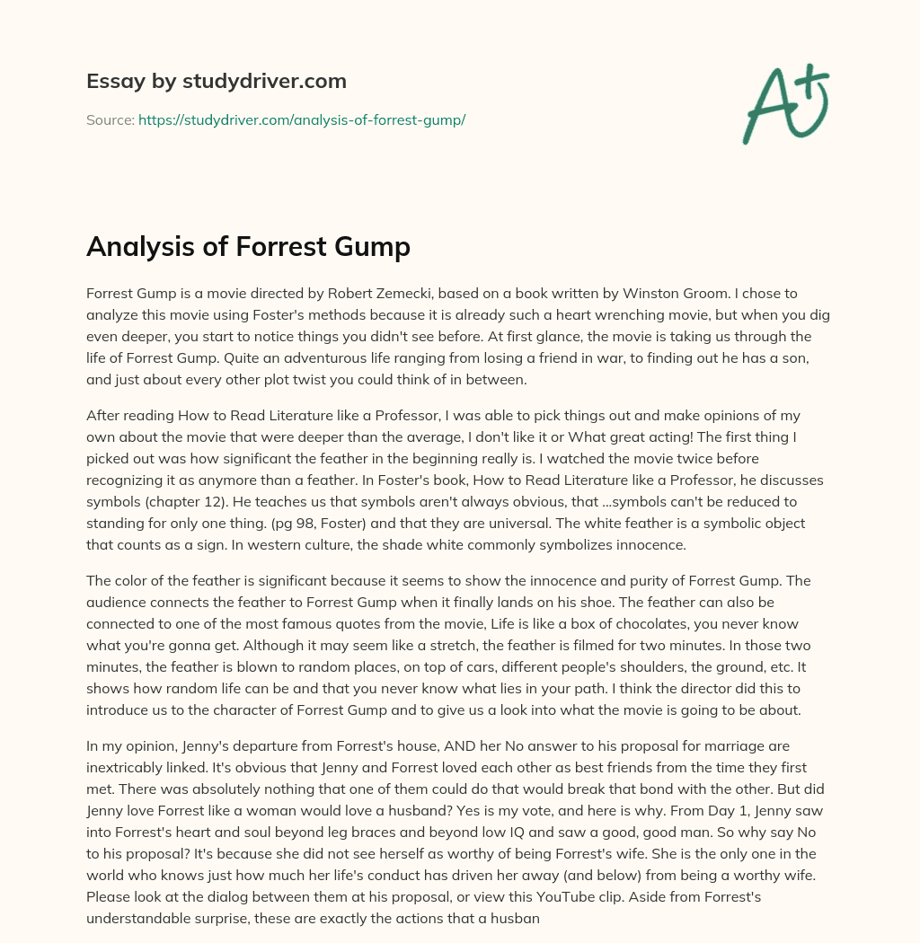 Analysis of Forrest Gump essay