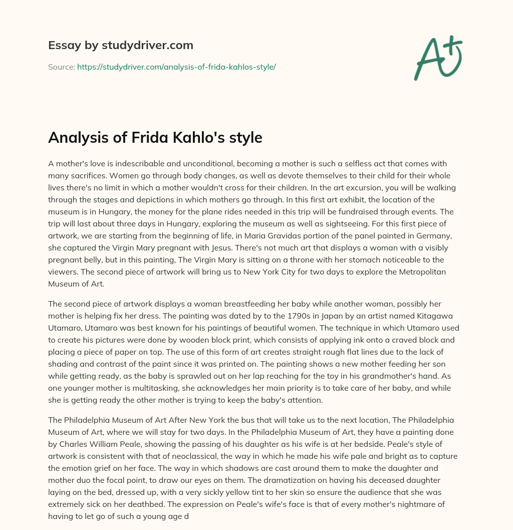 Analysis of Frida Kahlo’s Style essay