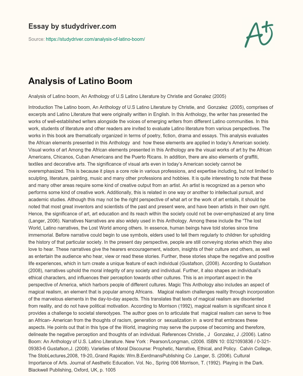 Analysis of Latino Boom essay