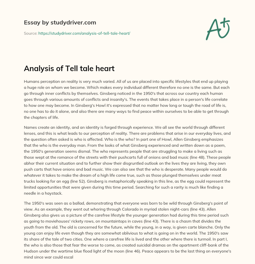 Analysis of Tell Tale Heart essay