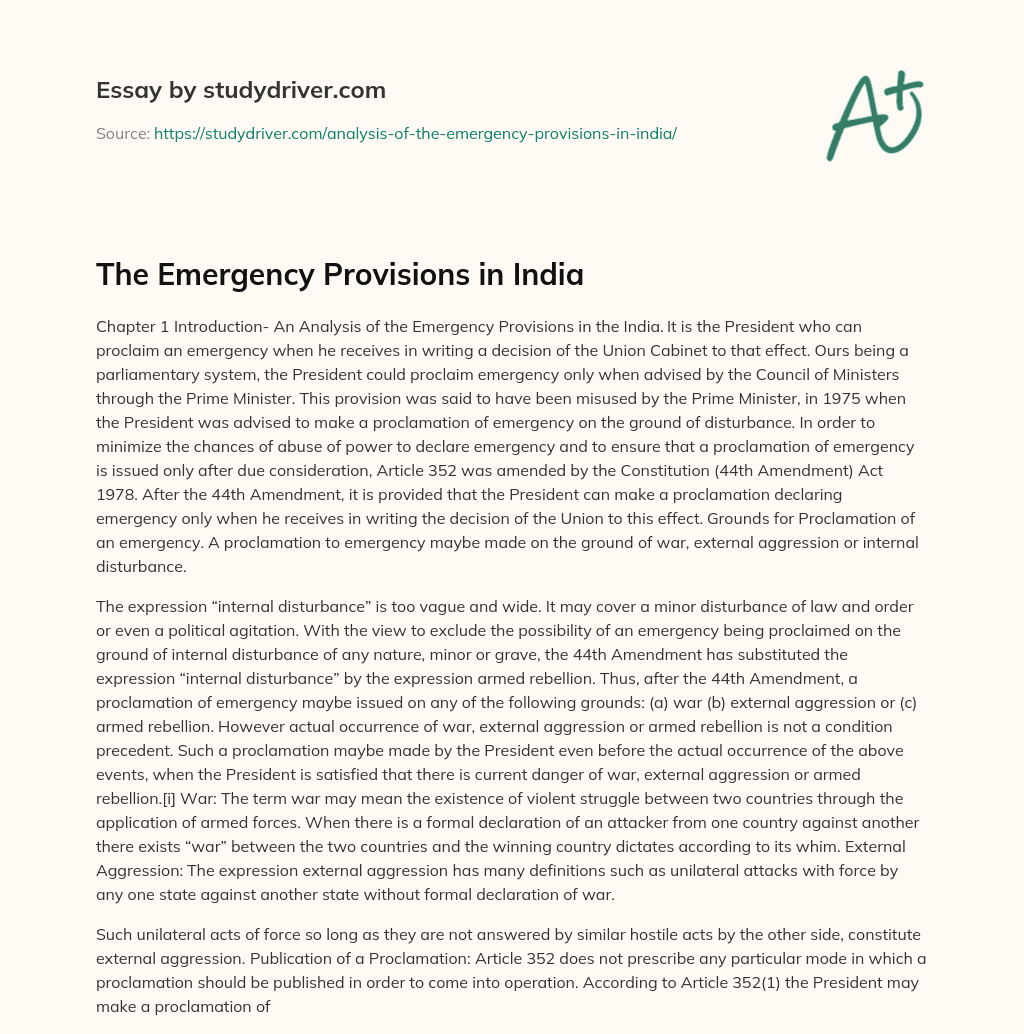 The Emergency Provisions in India essay