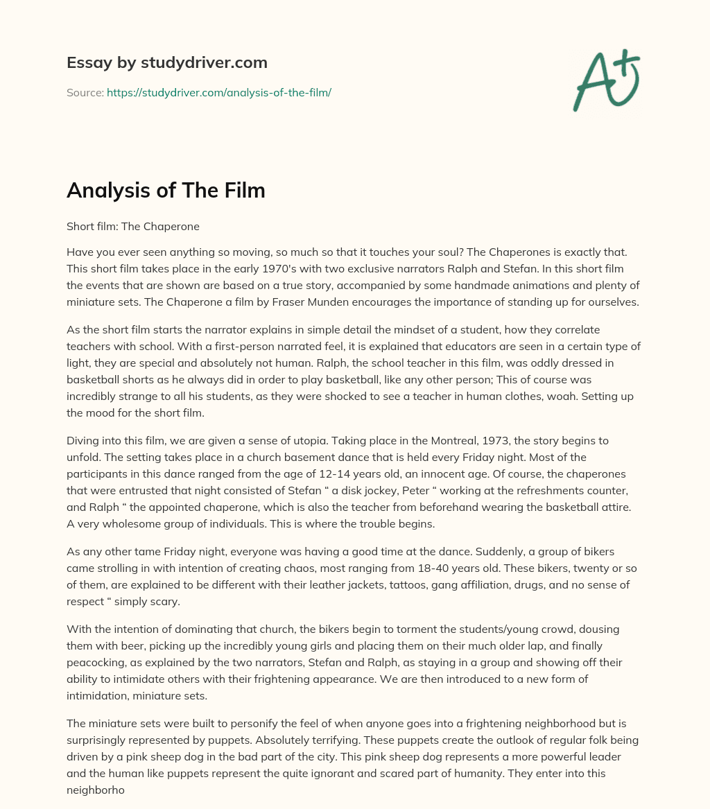 Analysis of the Film essay