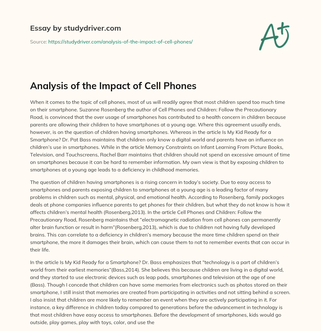 Analysis of the Impact of Cell Phones essay