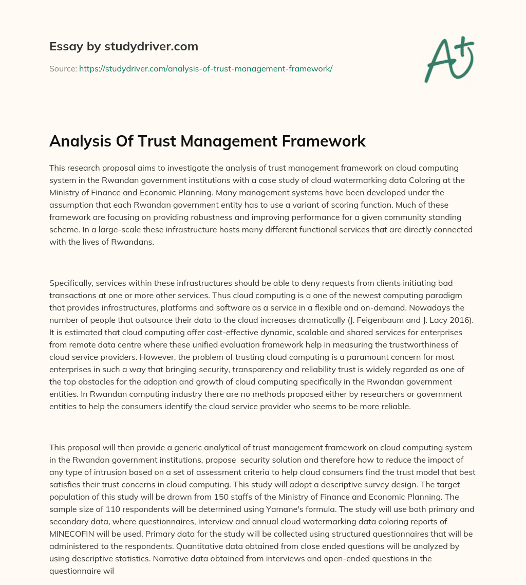 Analysis of Trust Management Framework essay