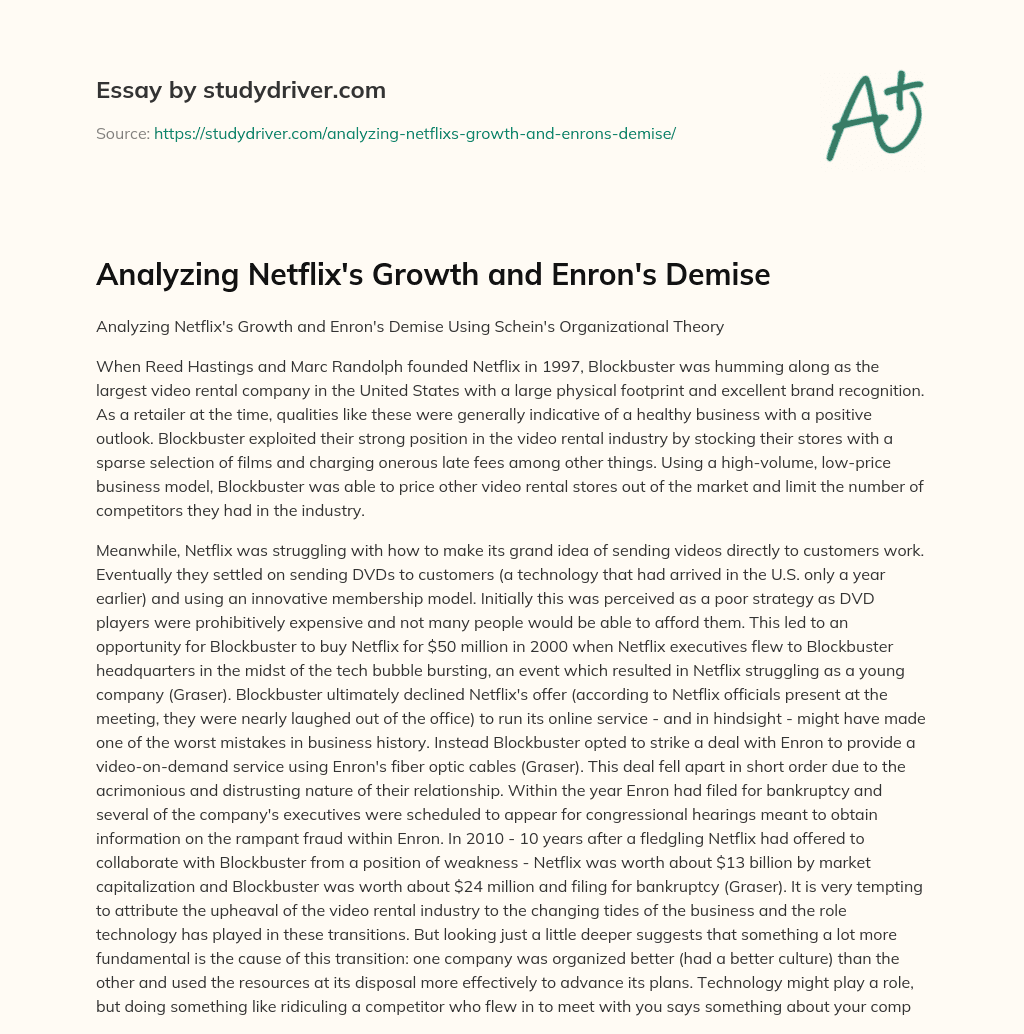 Analyzing Netflix’s Growth and Enron’s Demise essay