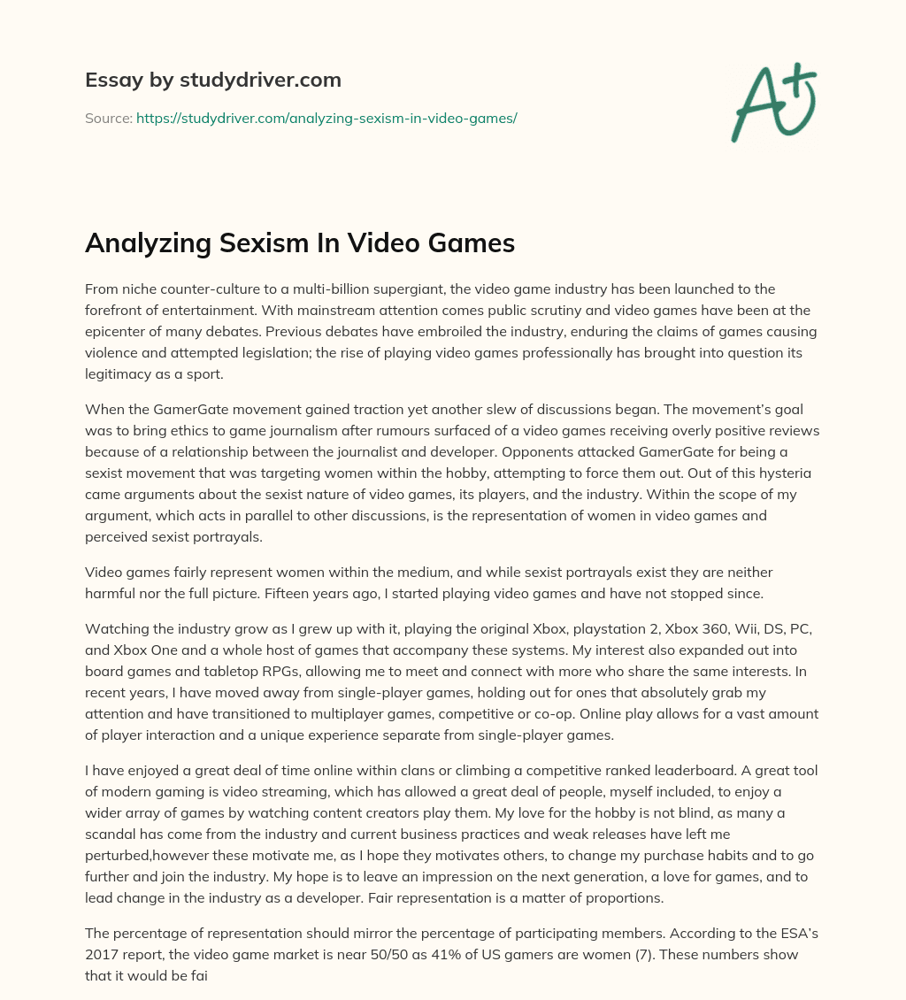 Analyzing Sexism in Video Games essay