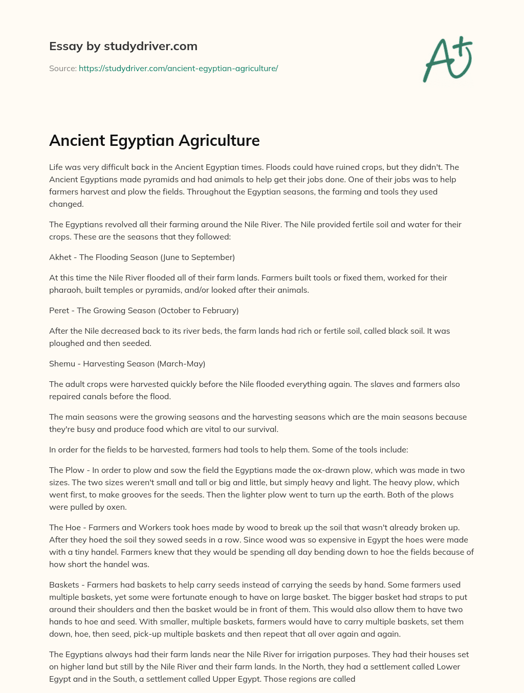 Ancient Egyptian Agriculture essay