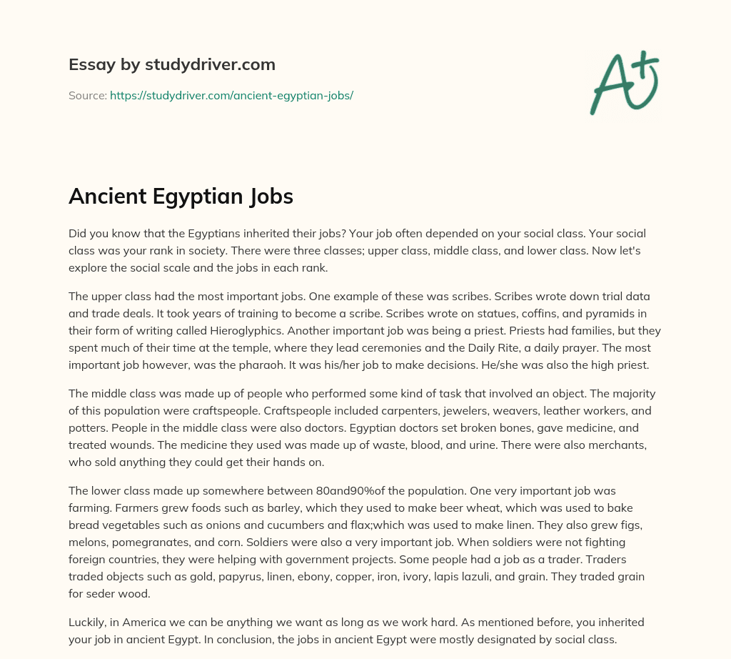 Ancient Egyptian Jobs essay