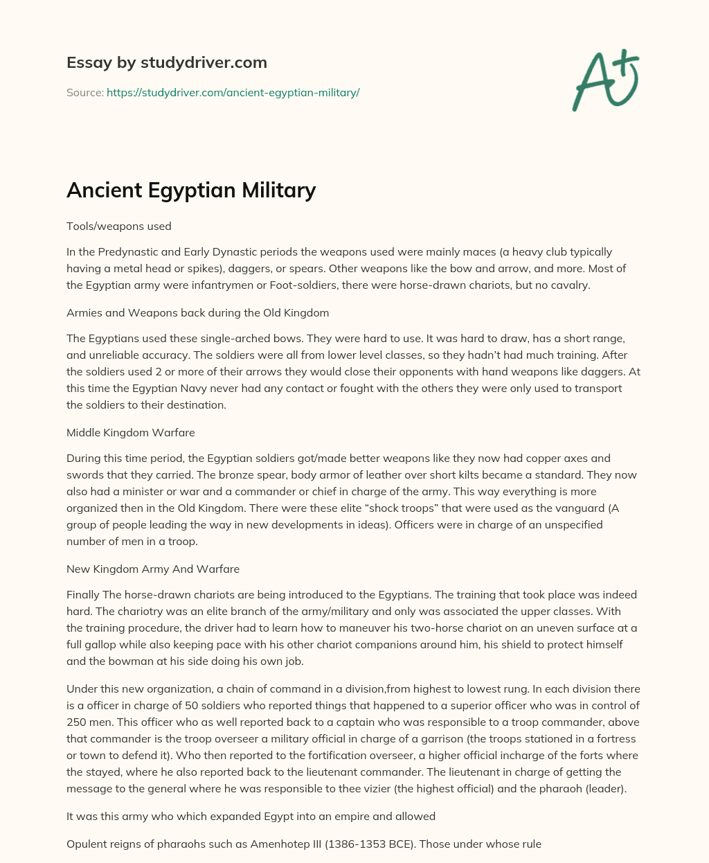 Ancient Egyptian Military essay