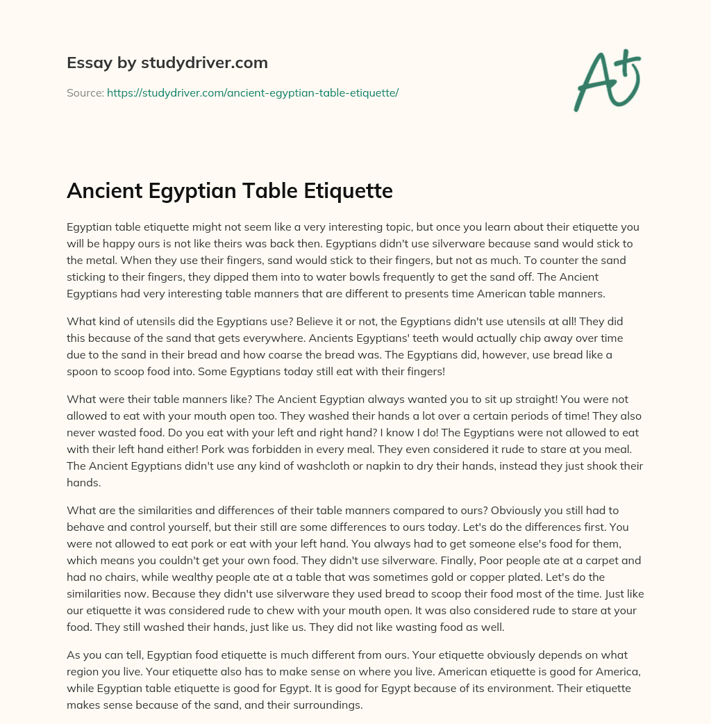 Ancient Egyptian Table Etiquette essay