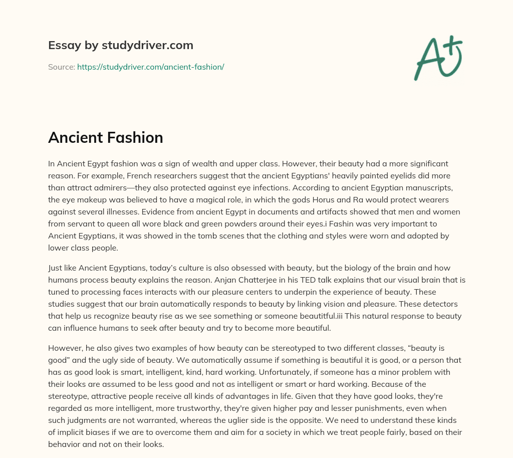 Ancient Fashion essay