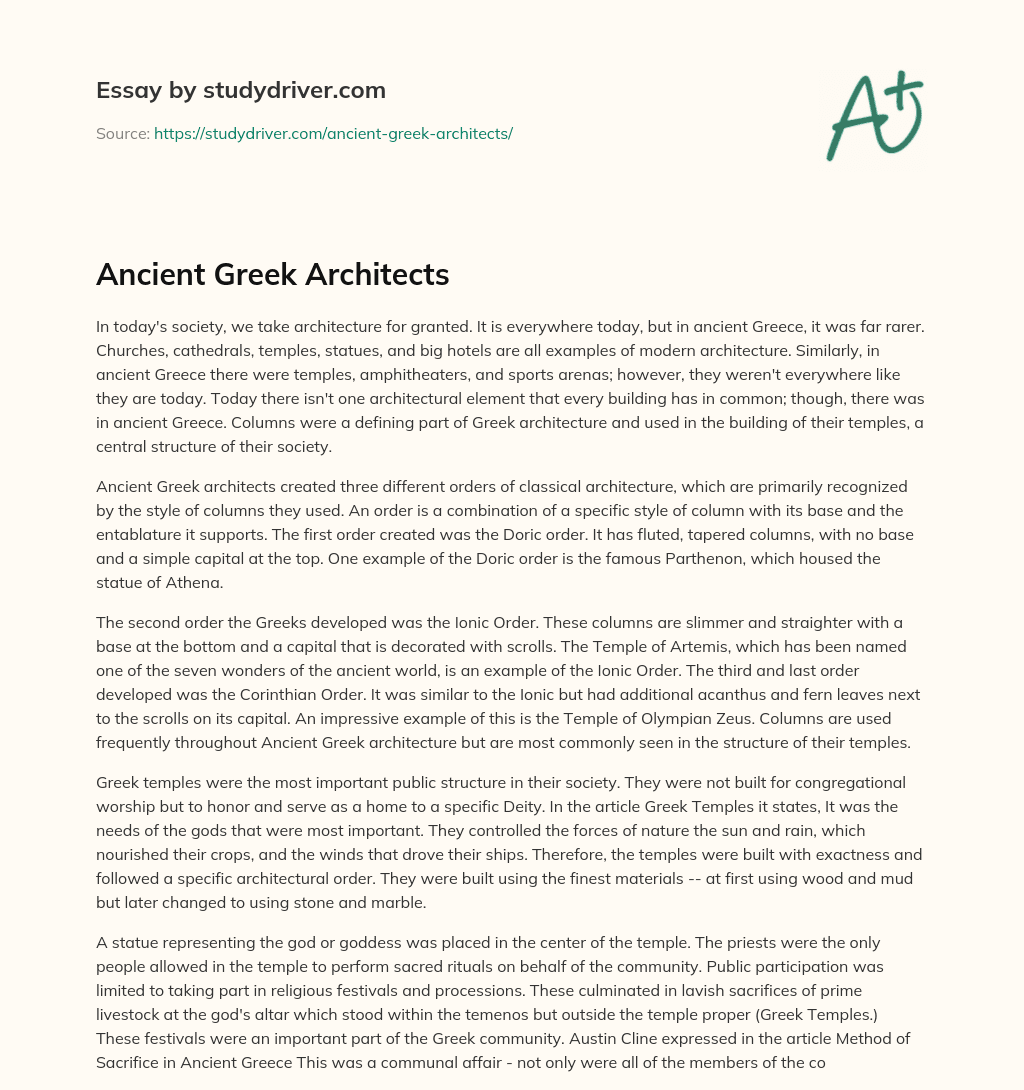 Ancient Greek Architects essay