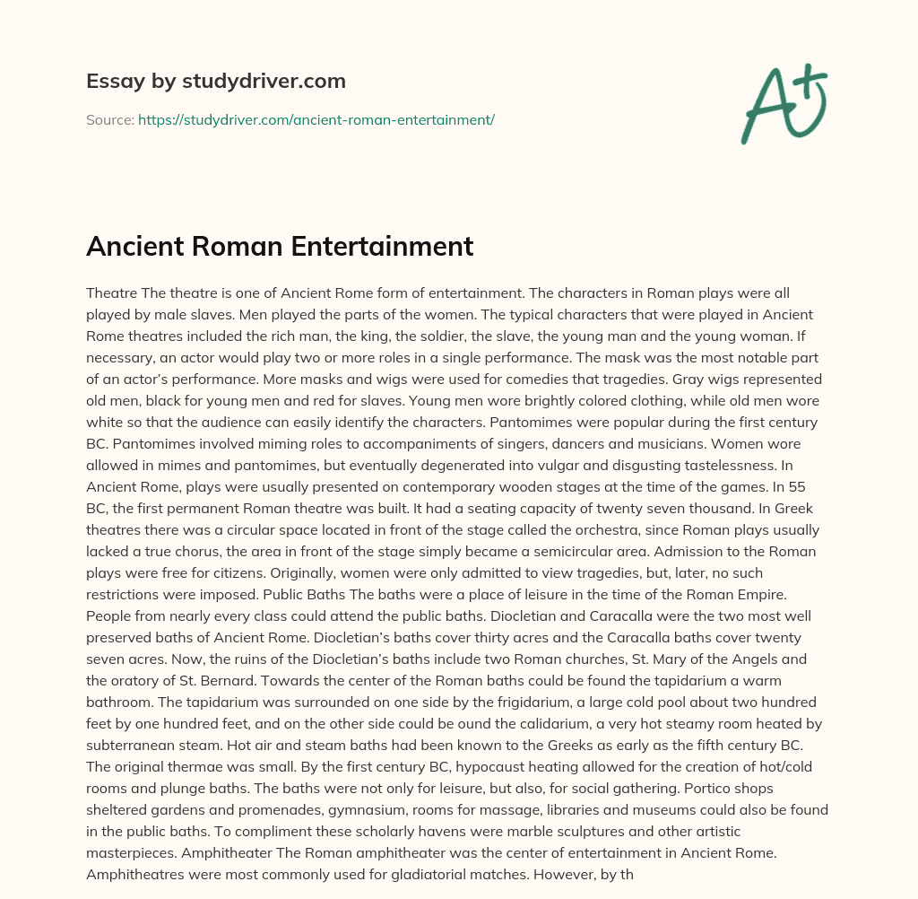 Ancient Roman Entertainment essay
