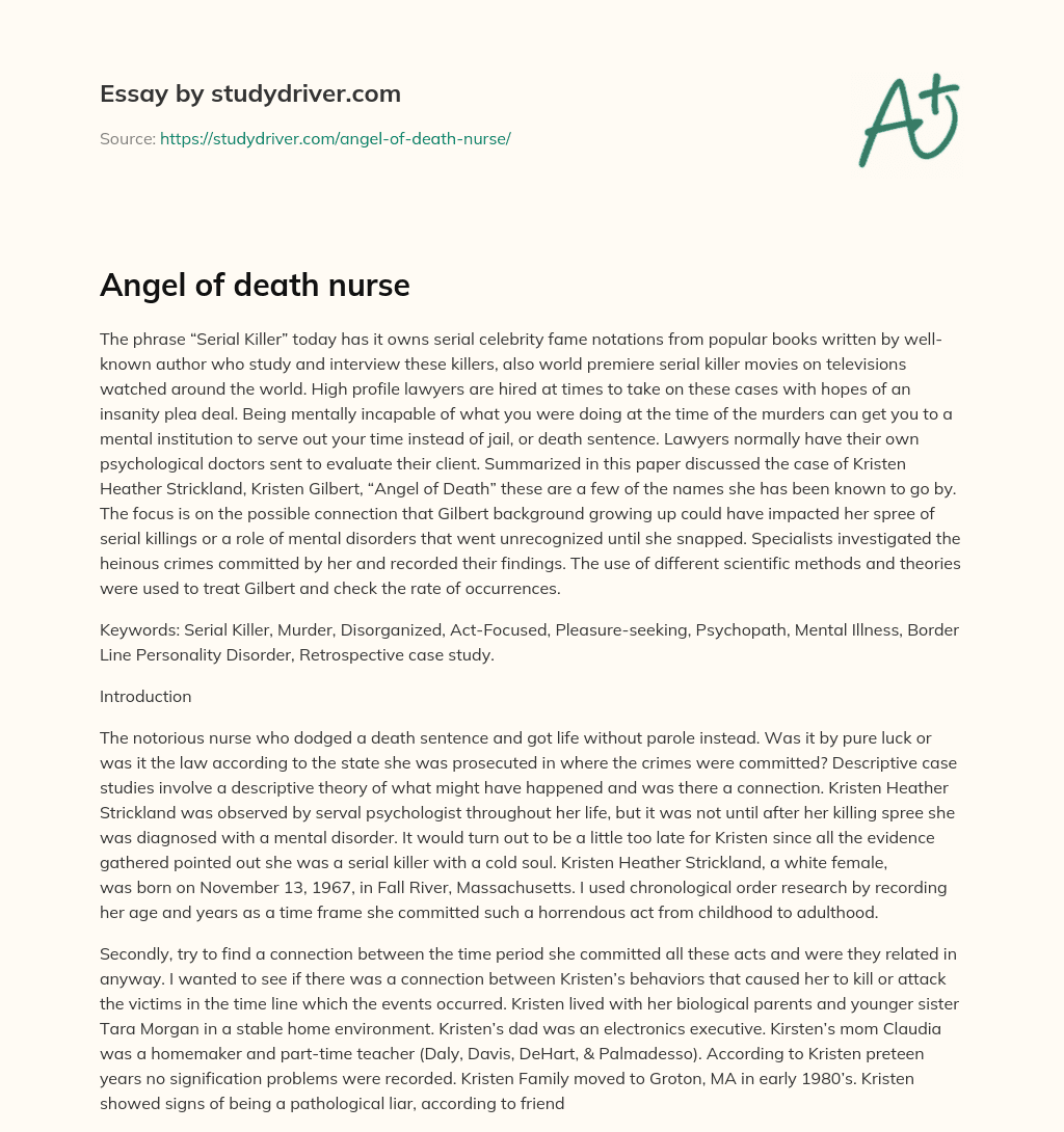Angel of Death Nurse essay