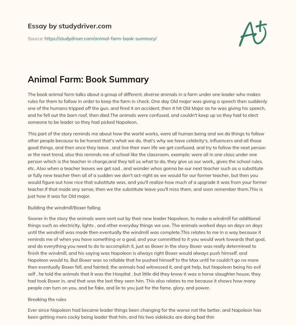 Animal Farm: Book Summary essay