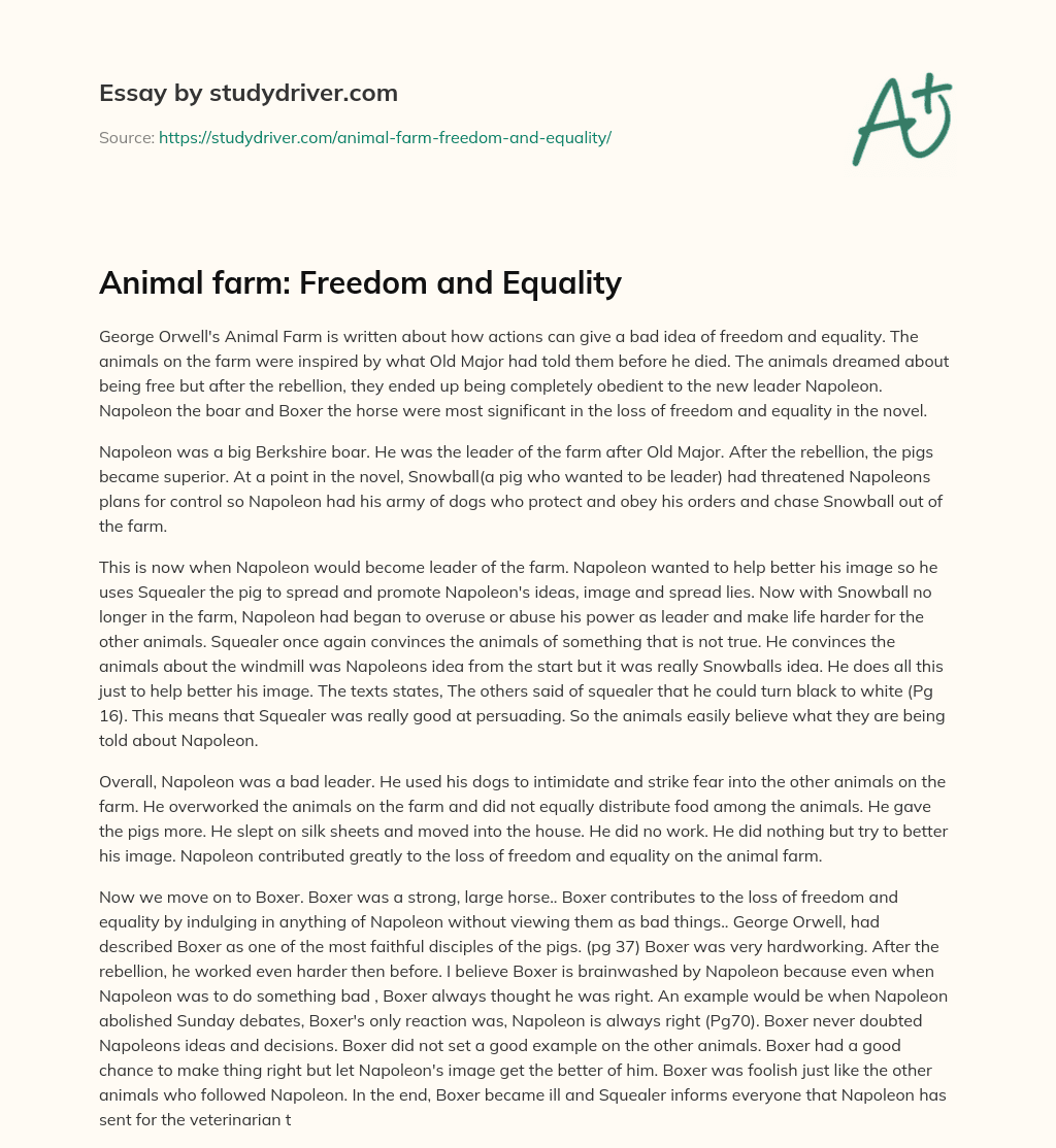 animal farm essay about equality