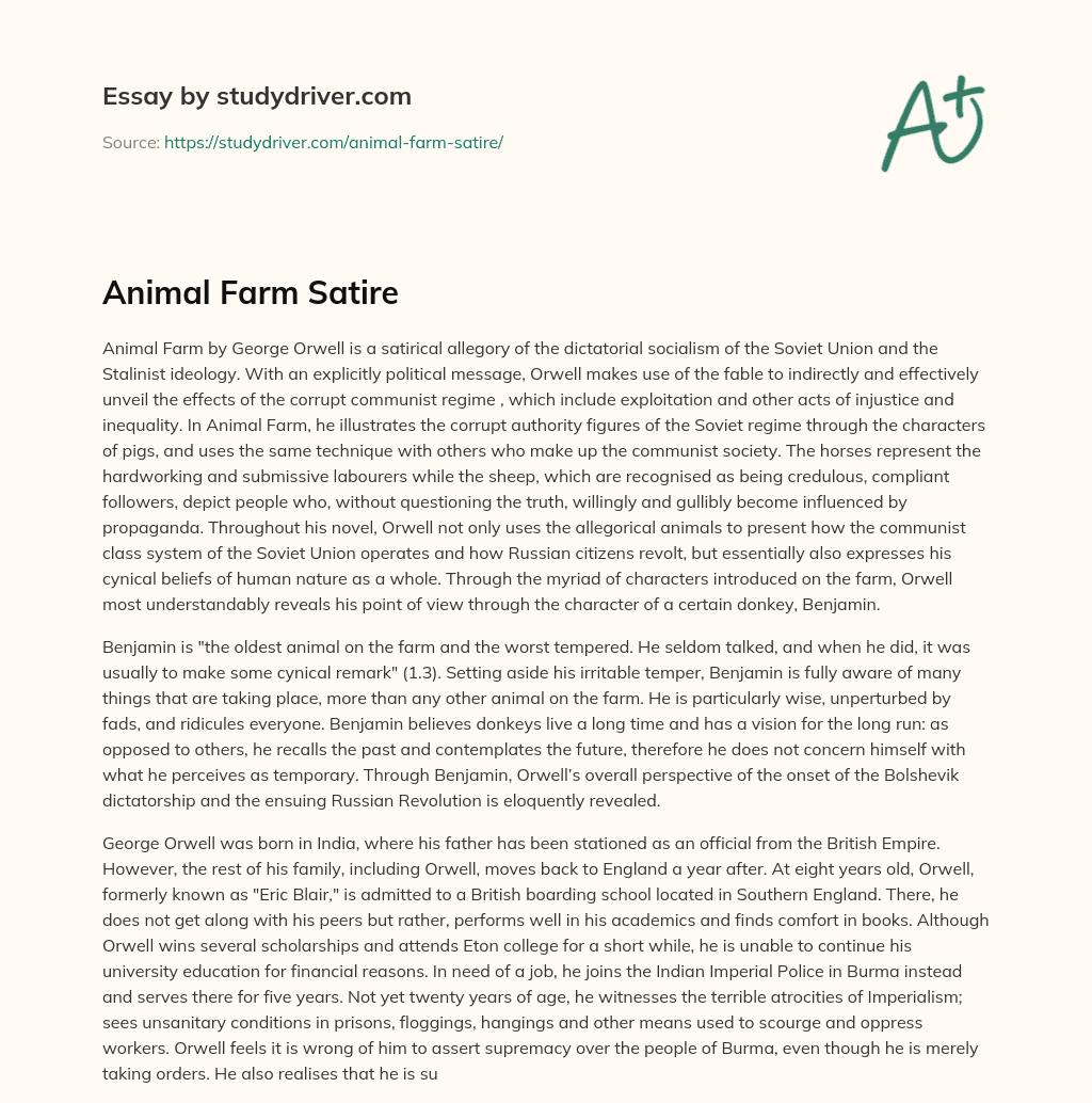 Animal Farm Satire essay