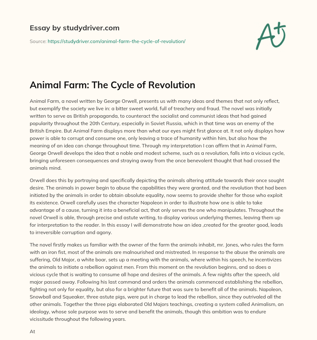 Animal Farm: the Cycle of Revolution essay
