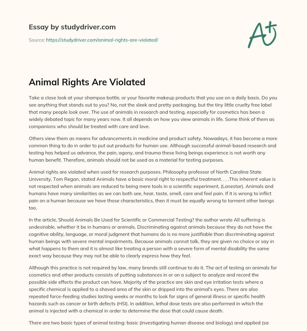 Animal Rights are Violated essay