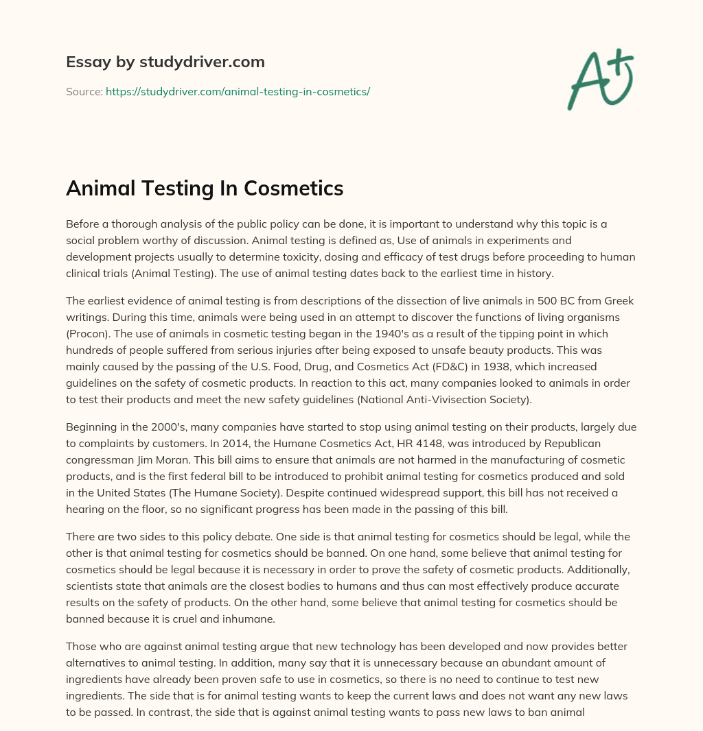 Animal Testing in Cosmetics essay