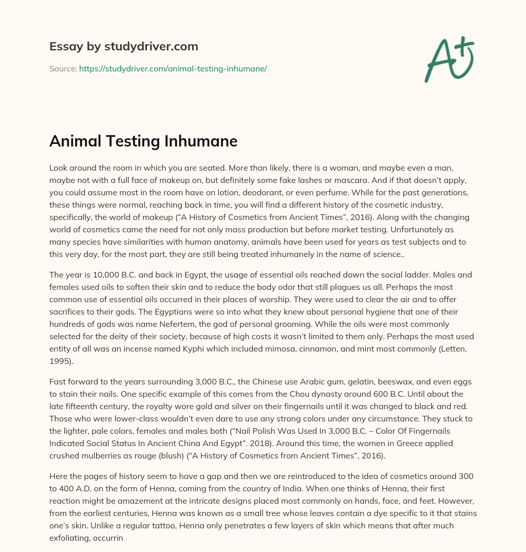 Animal Testing Inhumane essay