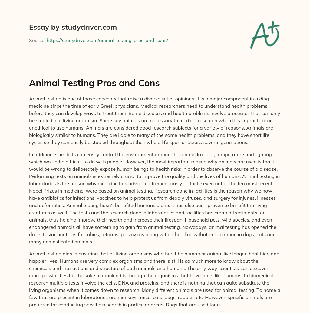 animal experimentation pros and cons essay