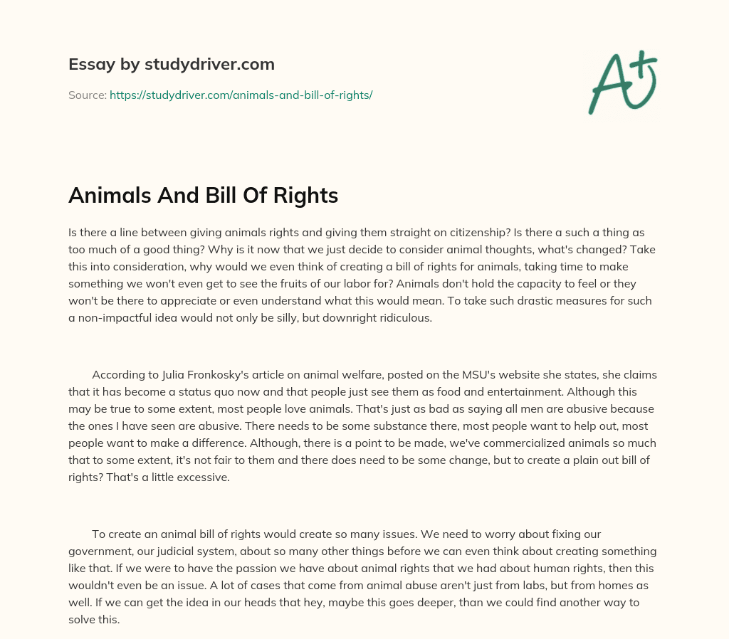 Animals and Bill of Rights essay