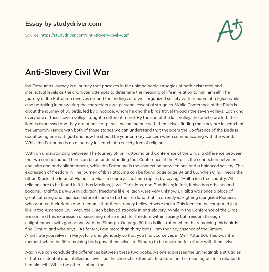 Anti-Slavery Civil War essay