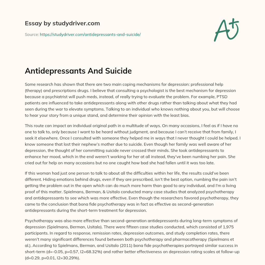 Antidepressants and Suicide essay
