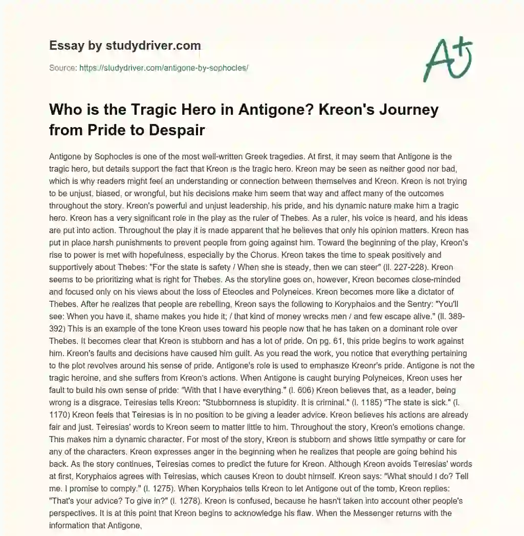 Antigone by Sophocles essay