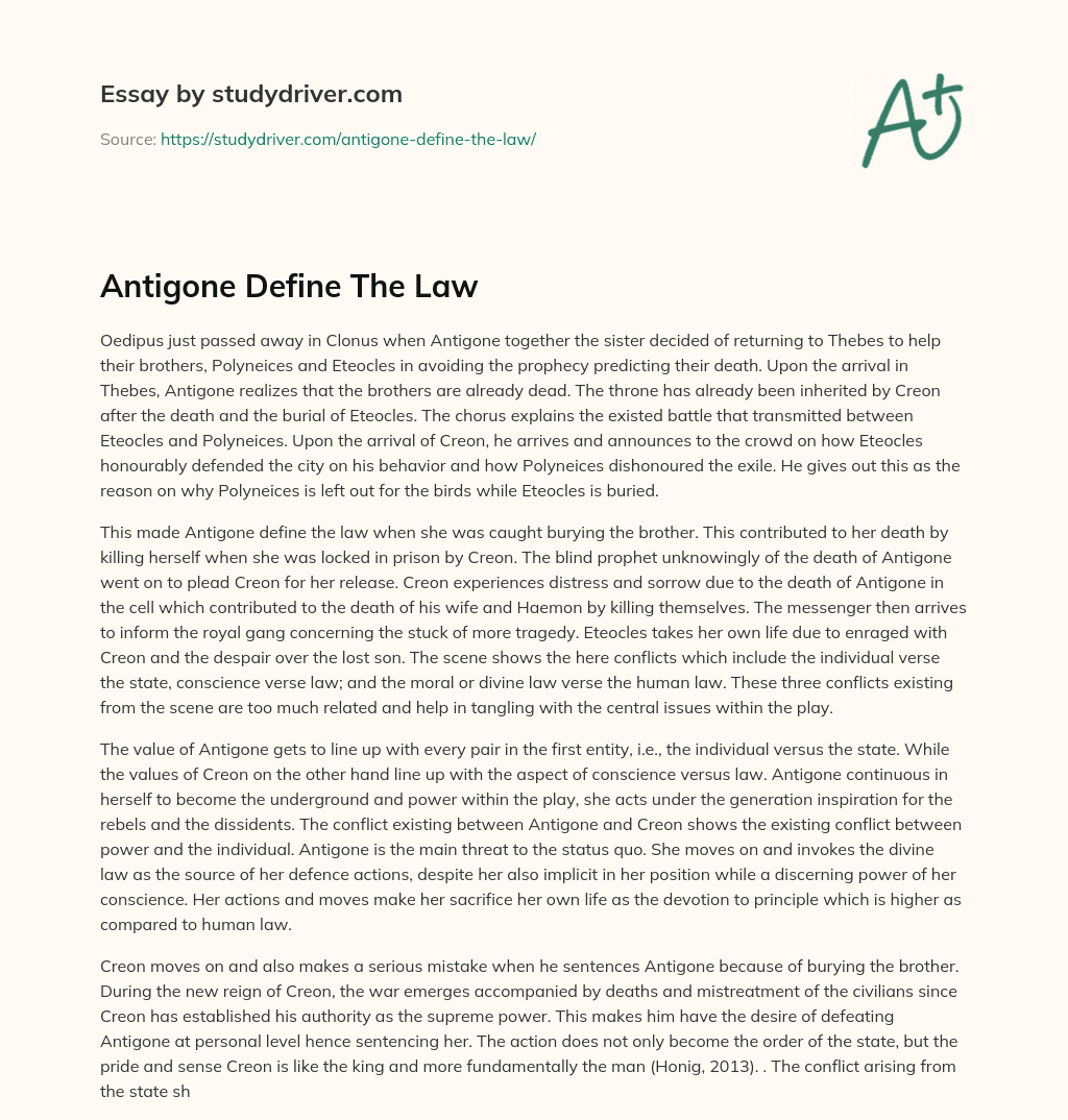 Antigone Define the Law essay