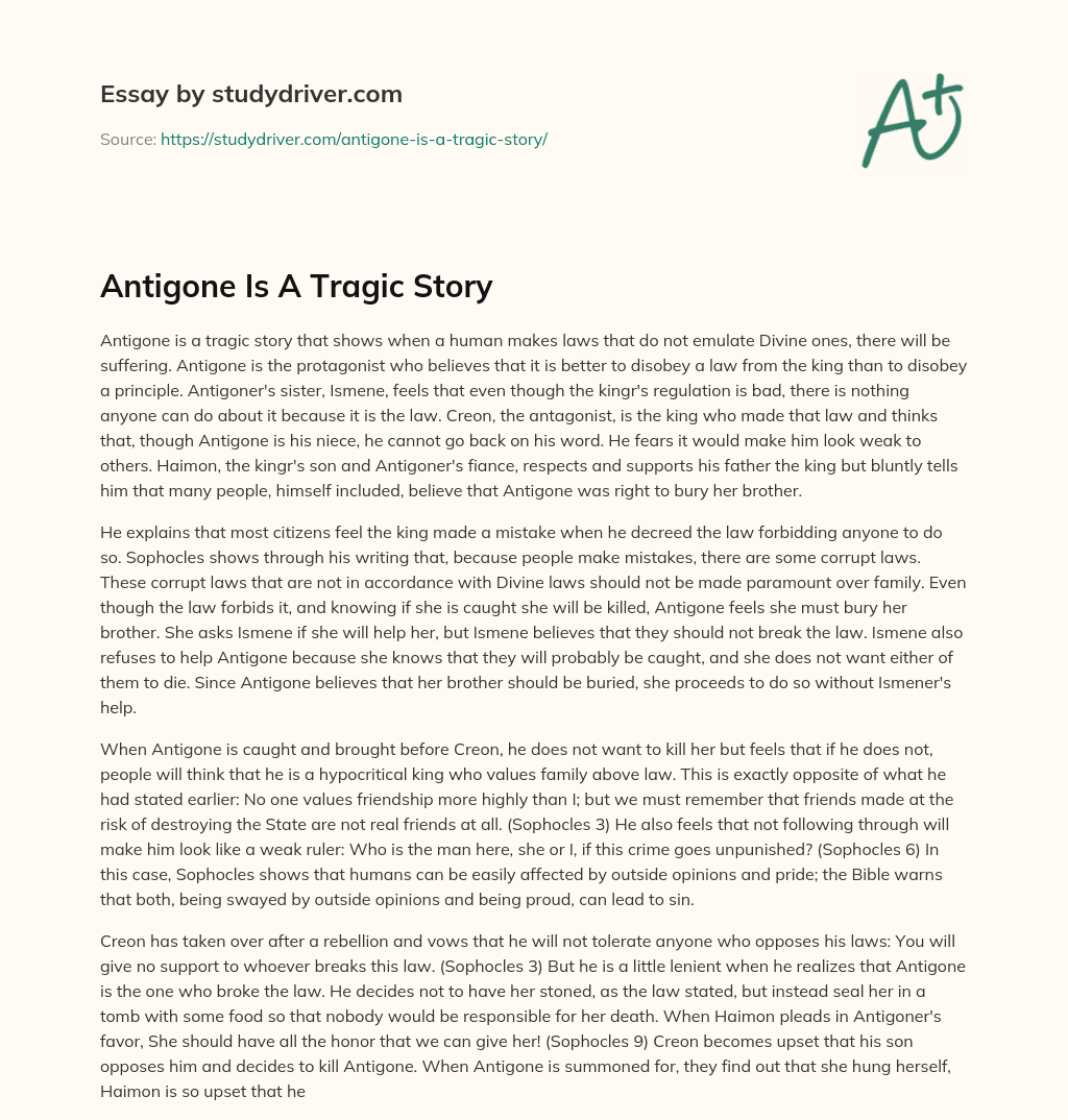 Antigone is a Tragic Story essay