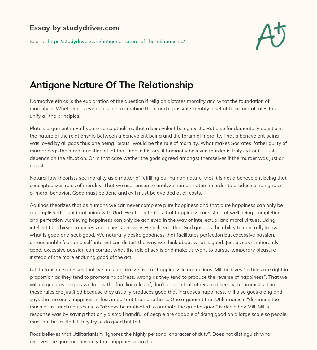 Antigone Nature of the Relationship essay