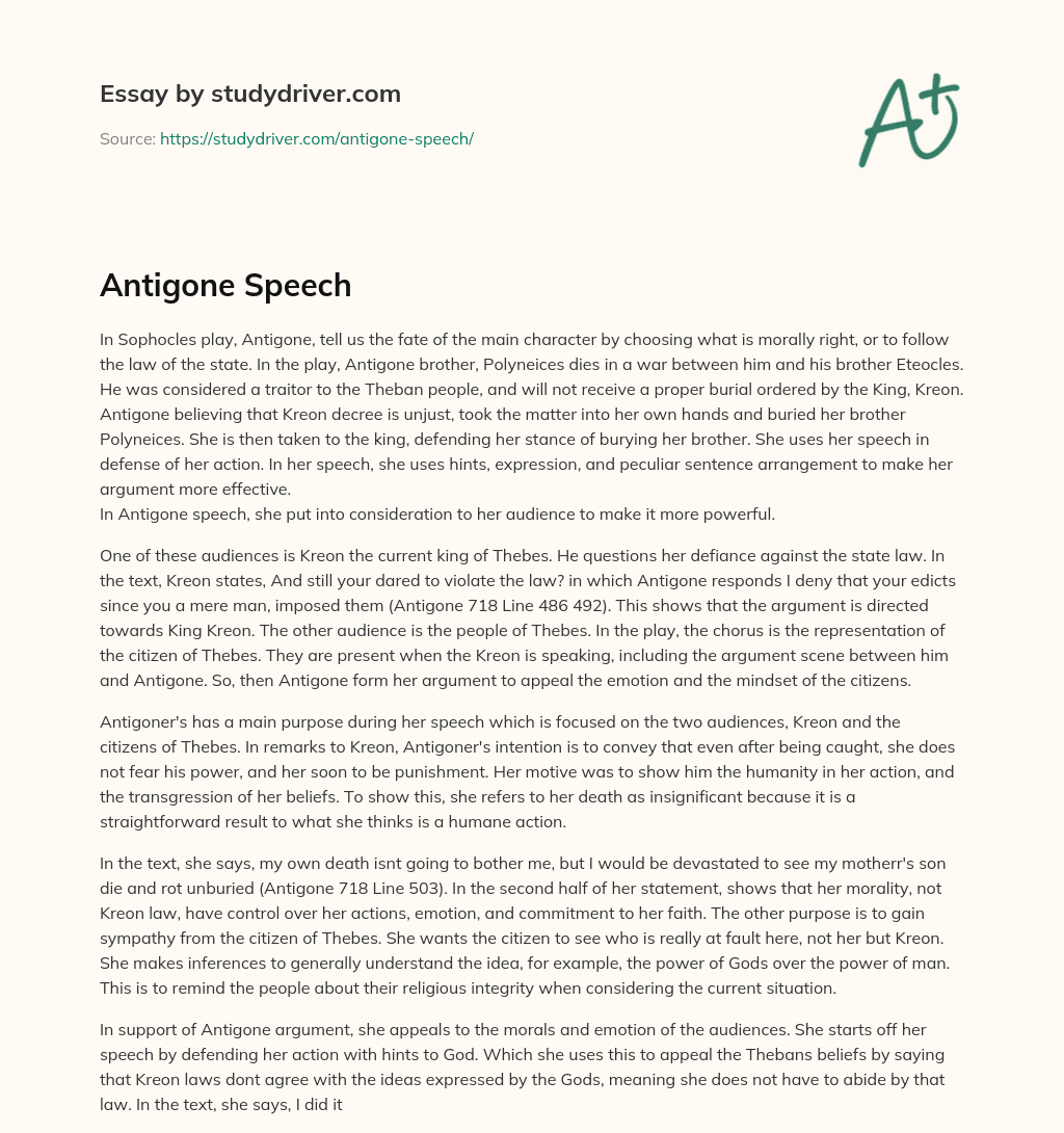 Antigone Speech essay