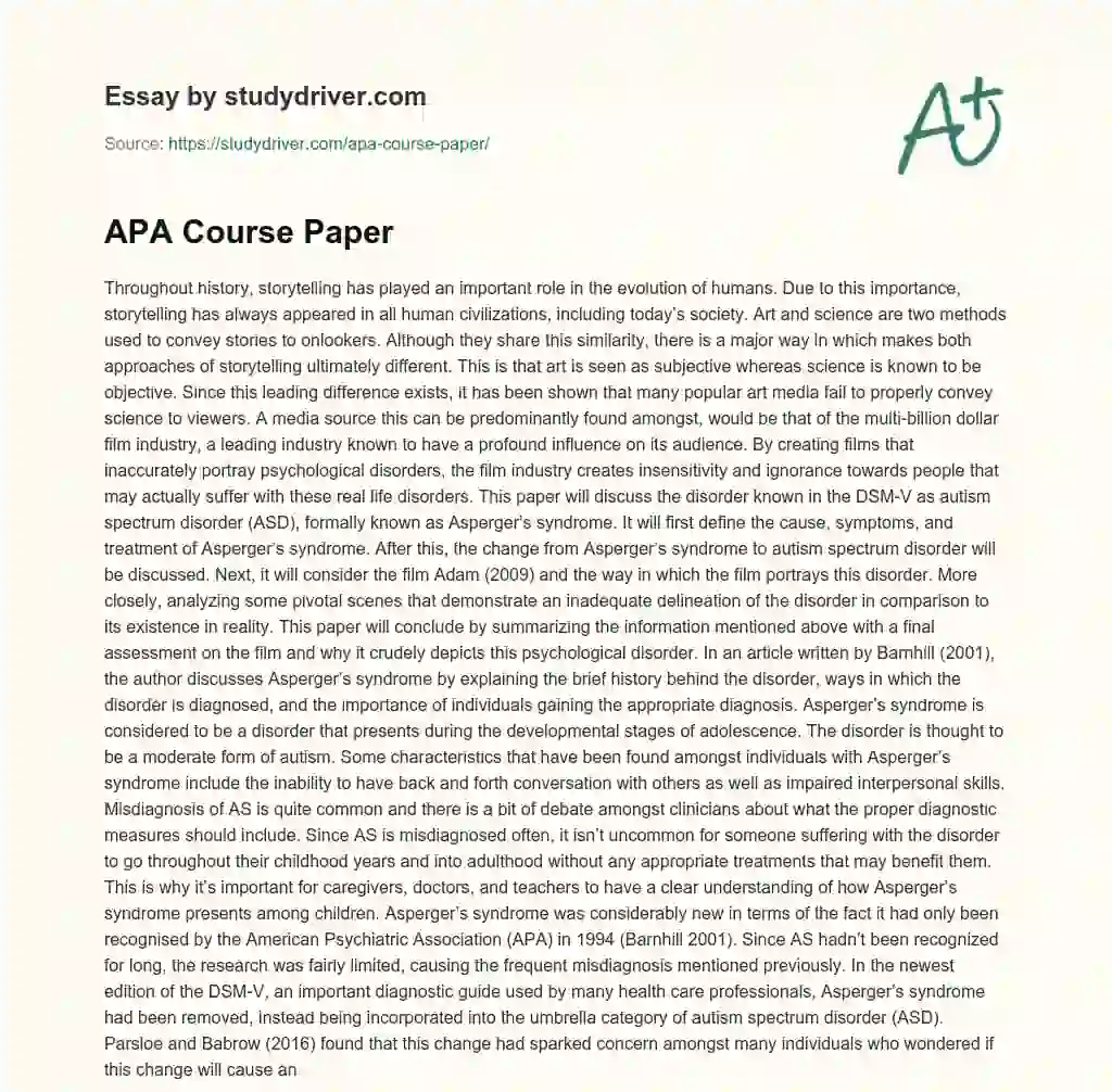 APA Course Paper essay