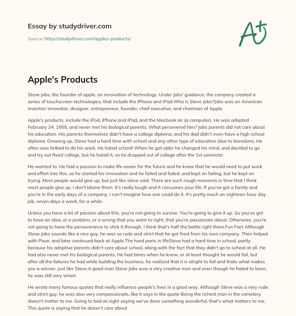 Apple’s Products essay
