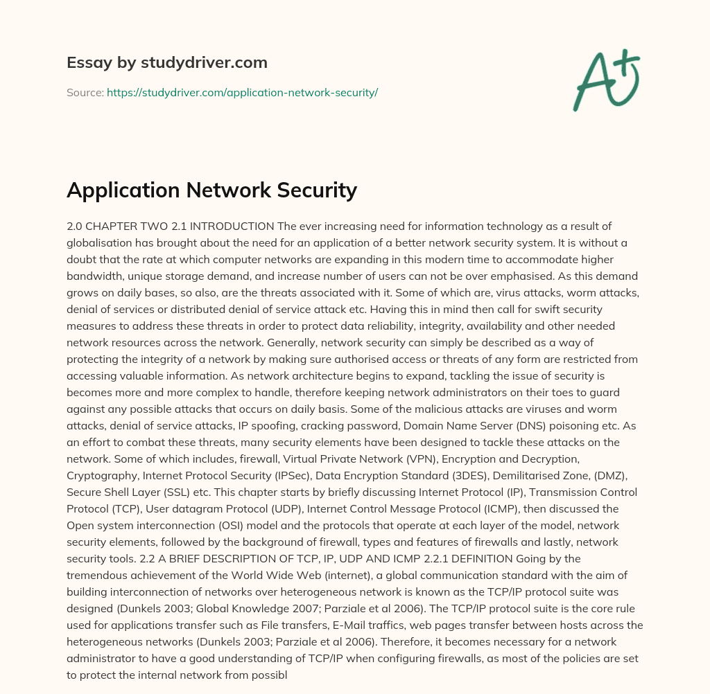 Application Network Security essay