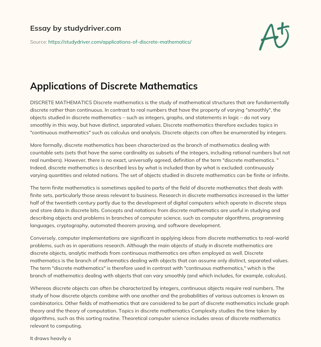 Applications of Discrete Mathematics essay