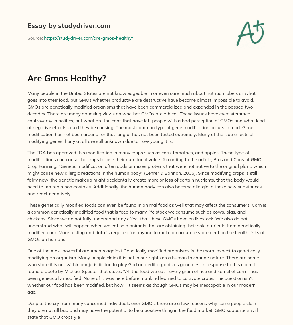 Are Gmos Healthy? essay