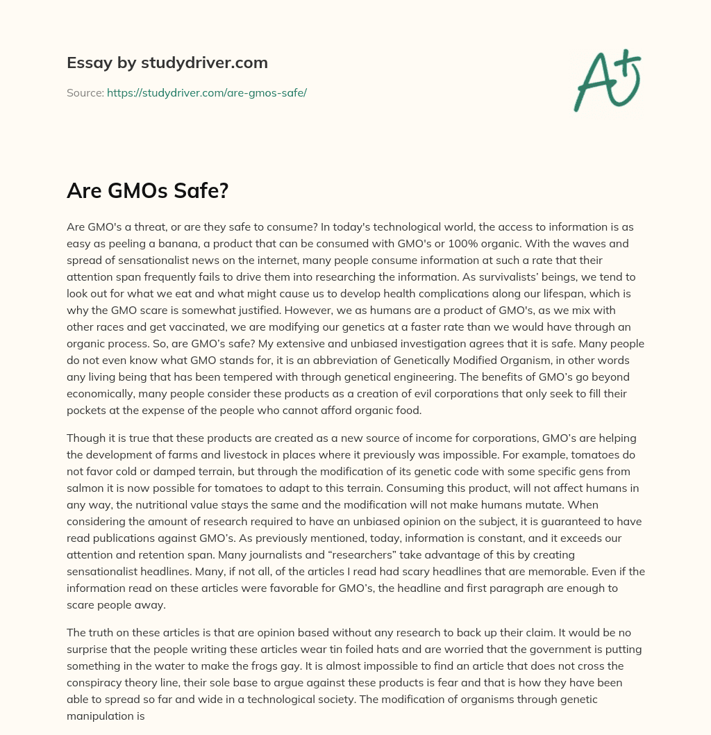 Are GMOs Safe? essay